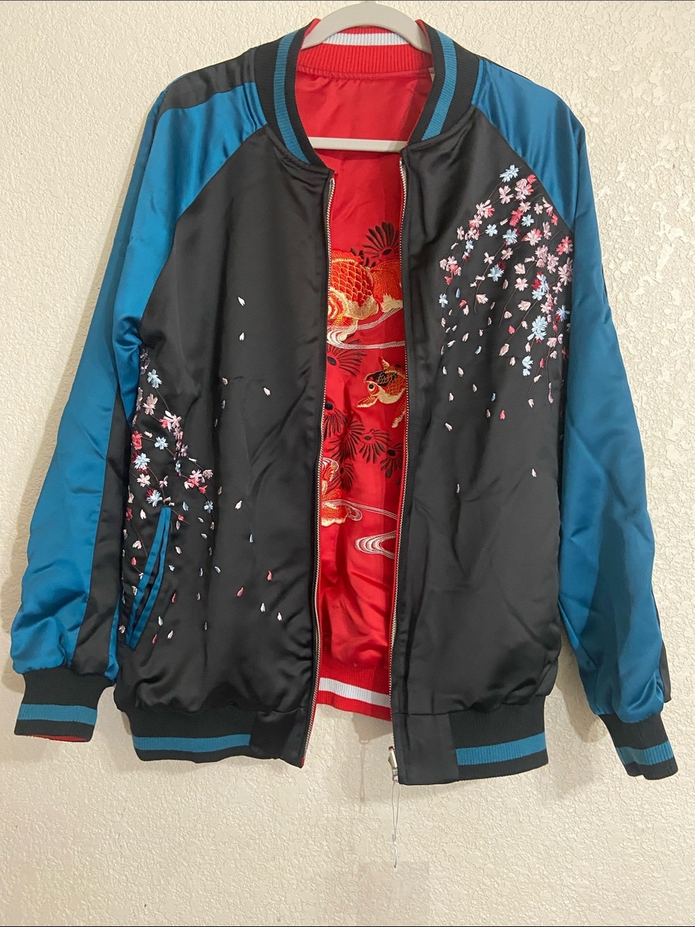 ( NEW Reversible ) Koi & Goldfish Sukajan Souvenir Bomber Jacket